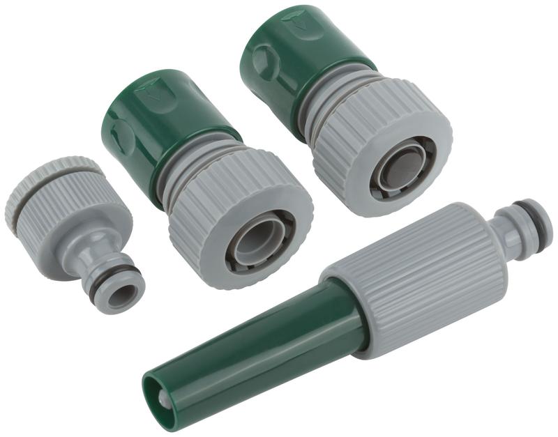 Набор поливочный 4шт 3/4дюйм ( насадка для полива; соединитель; соединитель с автостопом; адаптер внешний ) FIT 77292