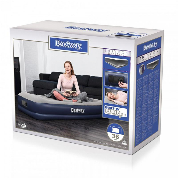 Кровать надувная 97х191х36см встр. электр. насос (67723) Bestway 6942138985870